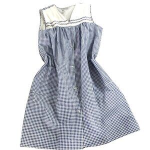 VTG Anthony Richards Blue White Check Cottagecore Sz 1X Shift MuuMuu Dress 207F